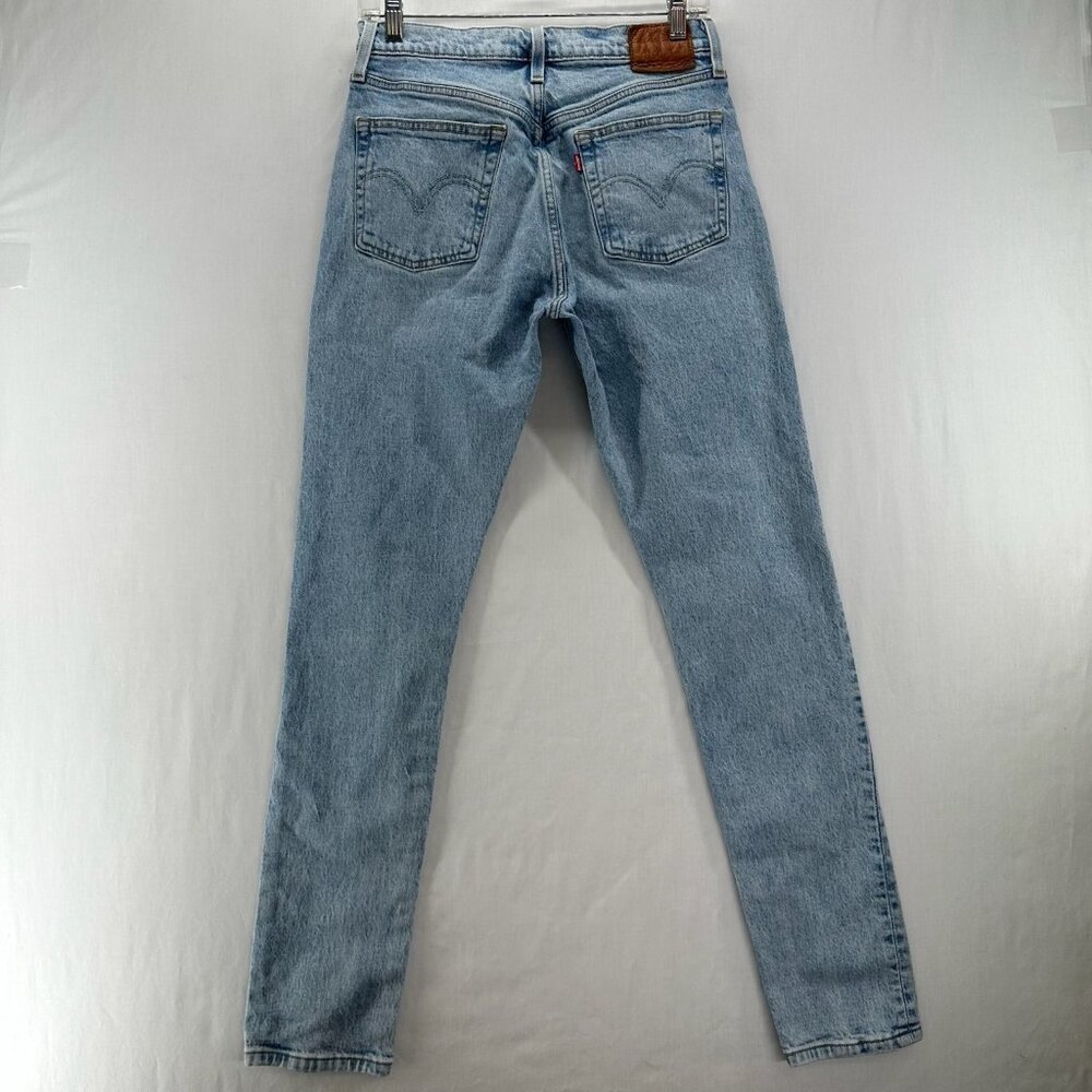 Levis 501 Skinny Jeans Women W28 L32 High-Rise Low Stretch Denim Light Wash Blue - Picture 2 of 15